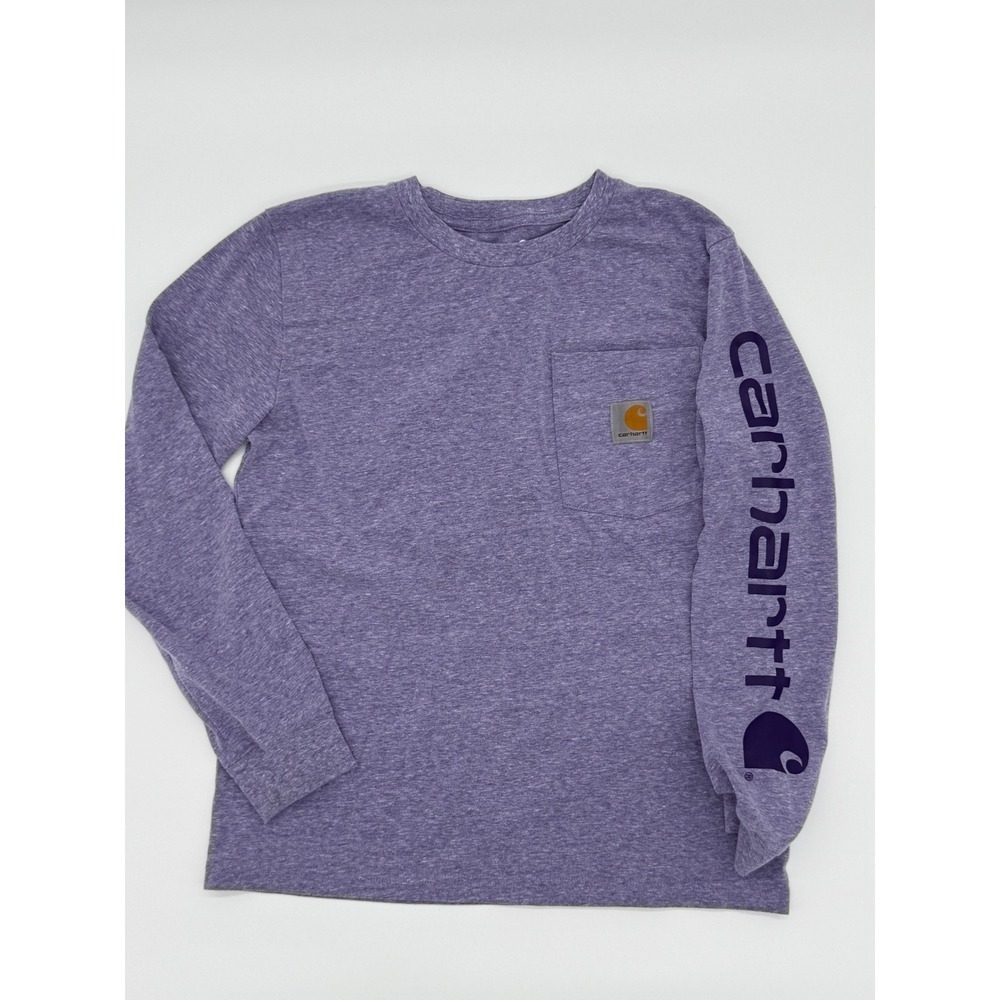 Carhartt Kids Purple Heather Long Sleeve Pocket Graphic T-Shirt XL 14 TK9888-G
